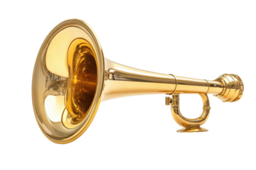 Transparent PNG of golden megaphone ideal for marketing materials or attention grabbing advertising content