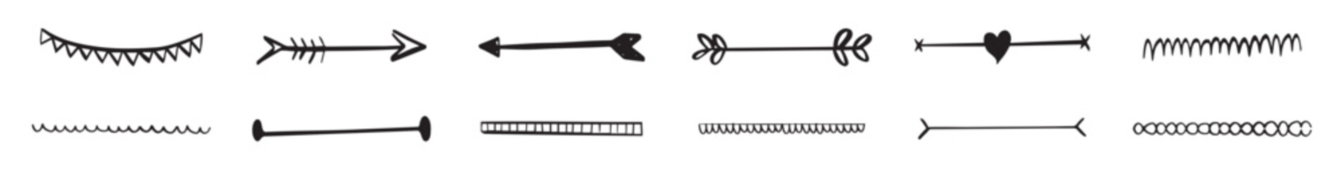 Hand drawn dividers Hand drawn vector dividers. Lines, borders and laurels set. Doodle design elements.
Vector illustration