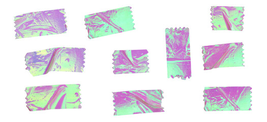Holographic Pastel Foil Tape Crosses Set Illustration for Scrapbooking and Decorative Design