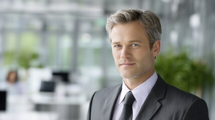 Fototapeta premium Confident financial advisor in professional attire, representing trust and expertise in wealth management 
