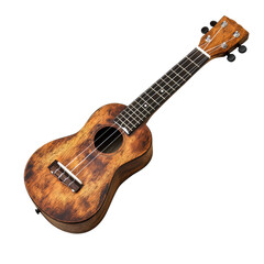Fototapeta premium Music lovers enjoy a hand-crafted ukulele with intricate wood patterns on a sunny afternoon outdoors