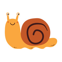 cute drawing cartoon snail character. cute drawing for kids sticker, doodle sticker