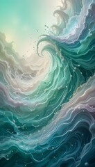Abstract 3D Design HD Wallpaper Abstract Wave Motion with Teal and White Swirls