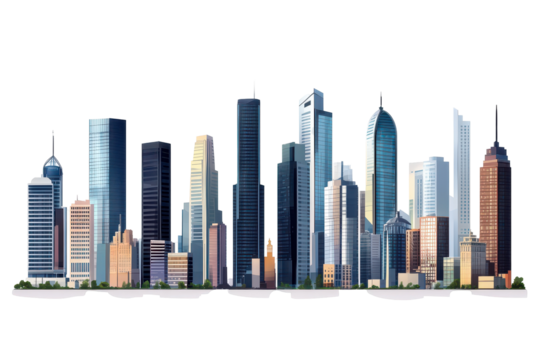 City skyline png ideal for urban planning presentations or architectural illustration projects