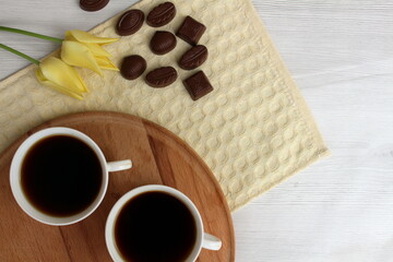 a pleasant spring morning with invigorating coffee and a good mood for the whole day