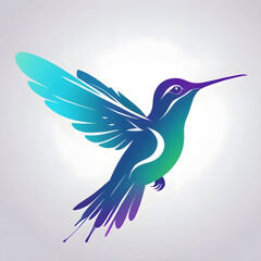Obraz premium Silhouette of a hummingbird in mid-flight, filled with shimmering aurora gradient