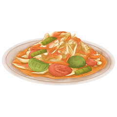 Watercolor Thailand Street Food Clipart – Hand-Painted Traditional Thai Dishes, Snacks, and Street Food Delights for Foodie Designs, Menus, and Culinary ProjectsKarya Seni Tanpa Judul