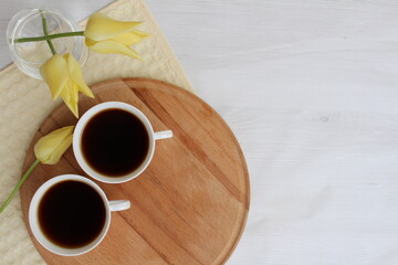 a pleasant spring morning with invigorating coffee and a good mood for the whole day