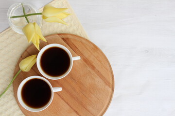 a pleasant spring morning with invigorating coffee and a good mood for the whole day