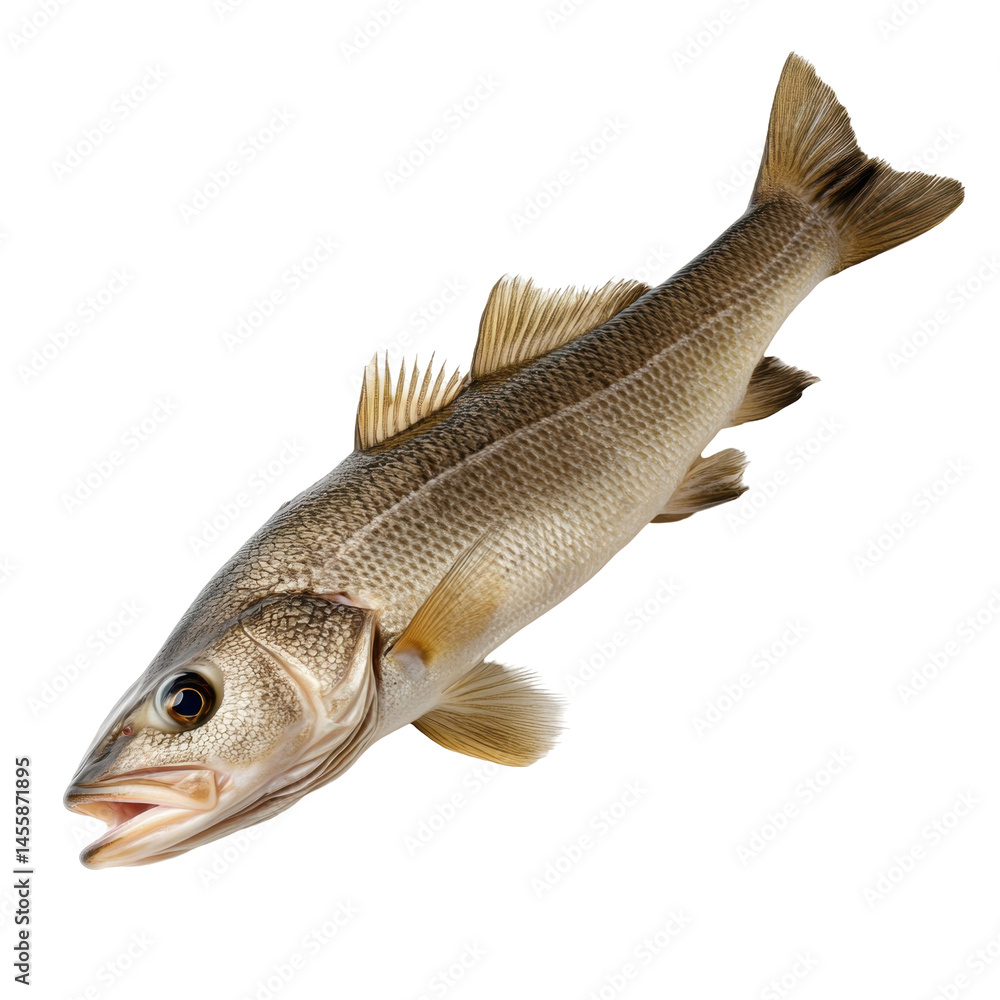 Poster freshwater fish displayed with fins extended in a neutral background setting