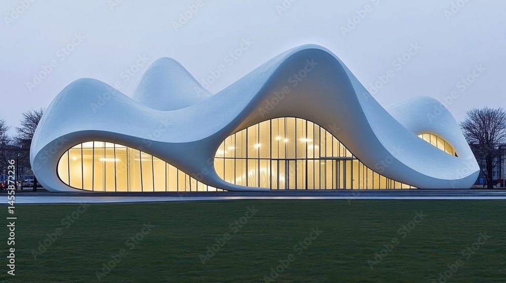 Aufkleber futuristic architecture distinctive building design smooth curves and innovative contemporary style 