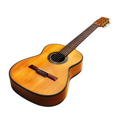 Obraz premium Classic acoustic guitar resting on a flat surface with a warm wooden finish and brass tuning pegs