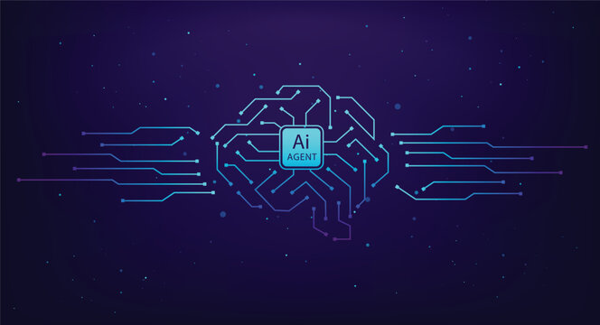 Abstract AI Braind Circuit Background Design Illustration