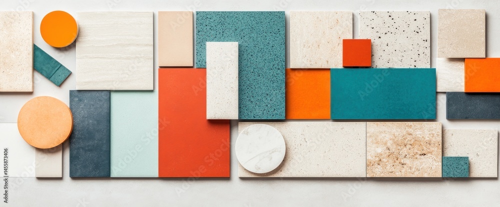 Poster abstract geometric shapes in various colors and forms