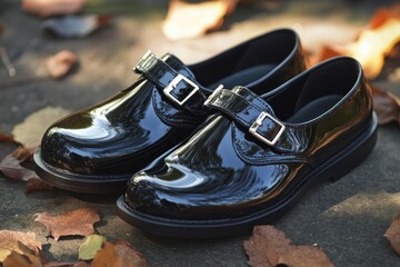 Mary Jane shoes in glossy black, school shoes