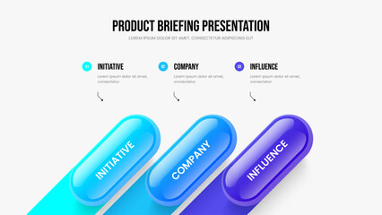 Financial Forecast Presentation Template Vector Illustration. Modern Proposal 3 Element Infographic Slide Layout. Corporate Insight Three Step Diagram Frame Design.