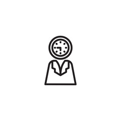 A person icon with a clock face for a head, symbolizing time management, punctuality, or being mindful of time.