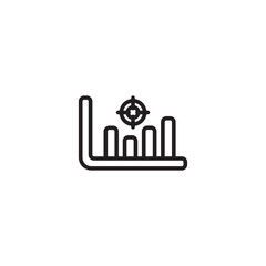 A bar chart shows fluctuating values, with a target or bullseye positioned above the highest bar, symbolizing reaching goals, achieving targets, or successful performance.