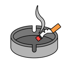 Cigarette butt and ashtray icon. Vector.