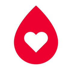 Blood donation icon. Blood drop with heart symbol. Vector.