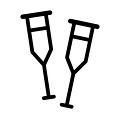 Two crutches silhouette icon. Vector.