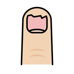 Fingernail Damage from Biting Habit icon. Vector.