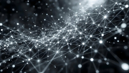 Abstract Network Connection Digital Nodes and Lines Intertwined, Representing Global Communication and Data Flow