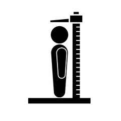 Person Measuring Height Using Stadiometer Silhouette. Vector.
