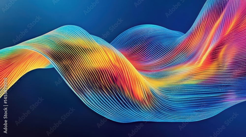 Poster vibrant digital landscape formed by colorful dots depicting modern technology and dynamic data visua