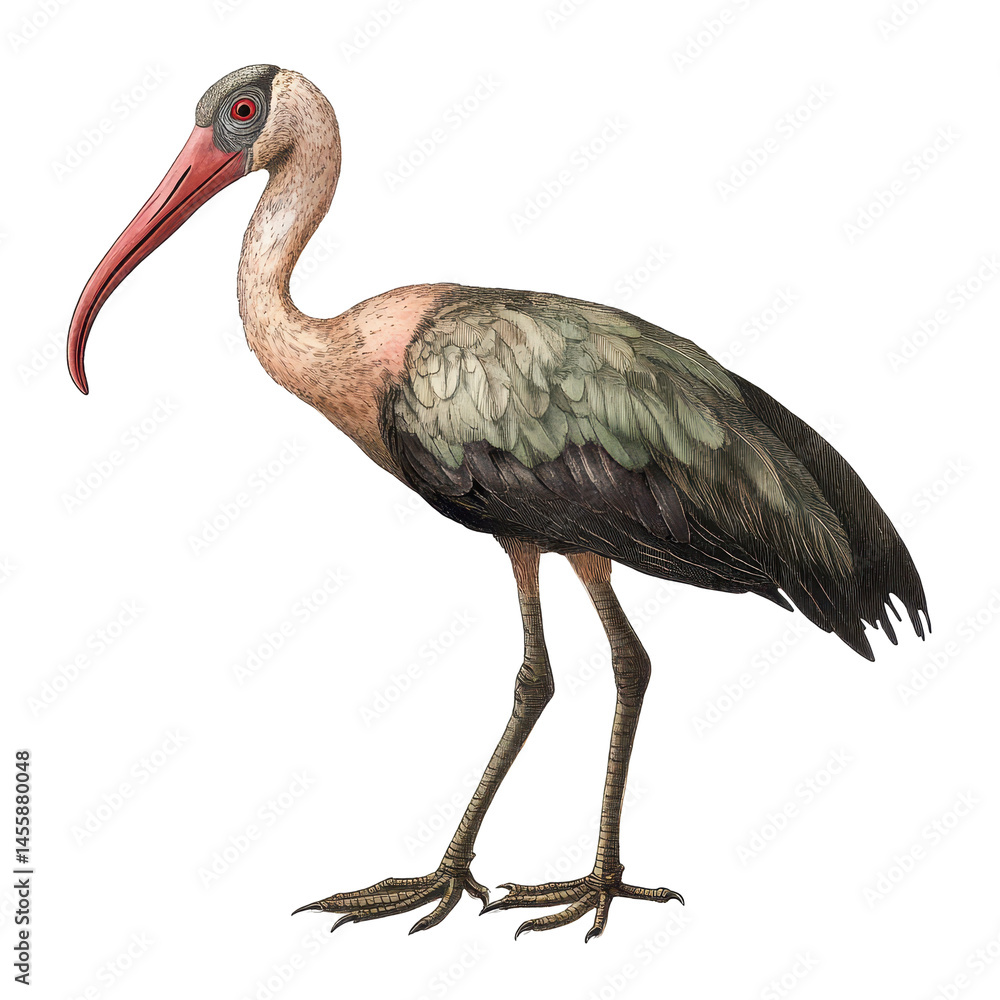 Poster elegant stork with distinctive features standing gracefully in a natural setting during daylight hou