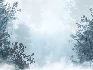 A Monochromatic Landscape Painting of Silhouetted Trees in Fog