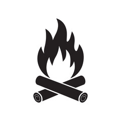 Campfire Silhouette Vector Icon Symbol 