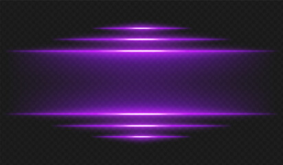 Futuristic glow. Horizontal violet rays radiate from center forming tech-inspired layout with neon color scheme for UI, interface, energy or cyber theme.