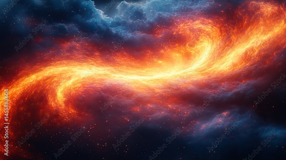 Wall mural abstract representation of the flow of time, visualized as a continuous, swirling stream of light an