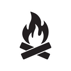 Campfire Silhouette Vector Icon Symbol 