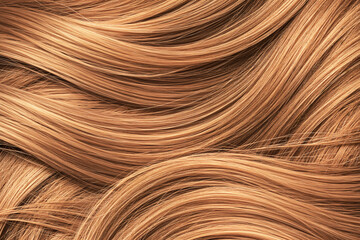 Obraz premium A close-up of wavy warm-copper a hair with a reddish tint, showcasing a rich texture and natural shine.