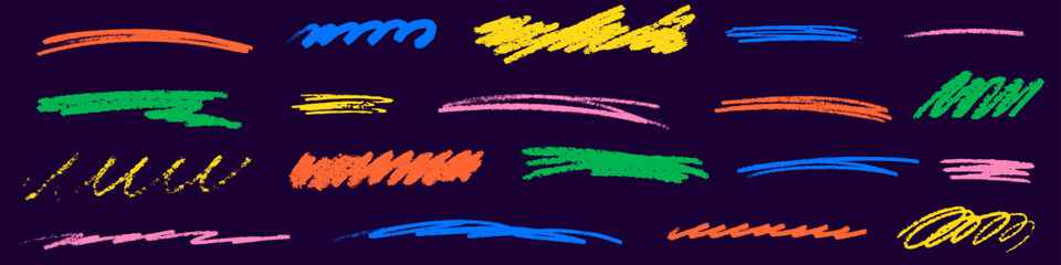 Crayon underline texture stripe color. Line for underline text with crayon brush. Scribble simple vector illustration