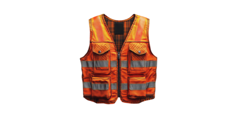 High-Visibility Safety Vest With Reflective Stripes. Essential For Construction And Roadside Safety Isolated On Transparent Background