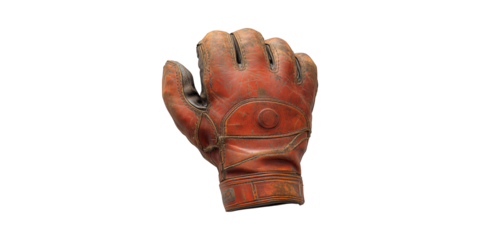 Vintage Leather Baseball Glove. Classic Sports Memorabilia And Collectible Isolated On Transparent Background