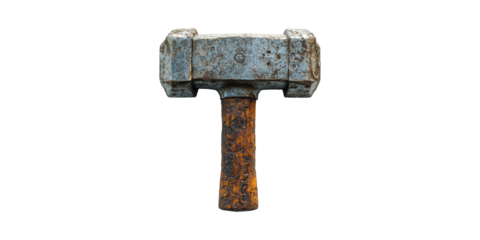 Rustic Sledgehammer With Weathered Handle. Symbol Of Strength And Industrial Heritage Isolated On Transparent Background