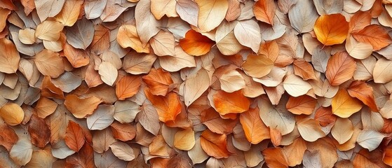 Dry leaves cover ground, creating textured autumnal scene.