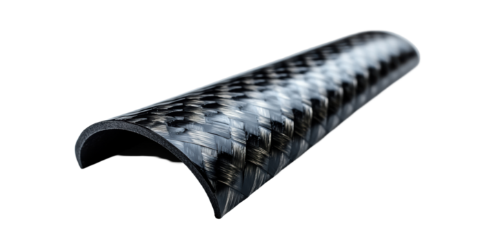 Carbon Fiber Composite Tube Section. Lightweight And Durable Material For Industrial Applications Isolated On Transparent Background
