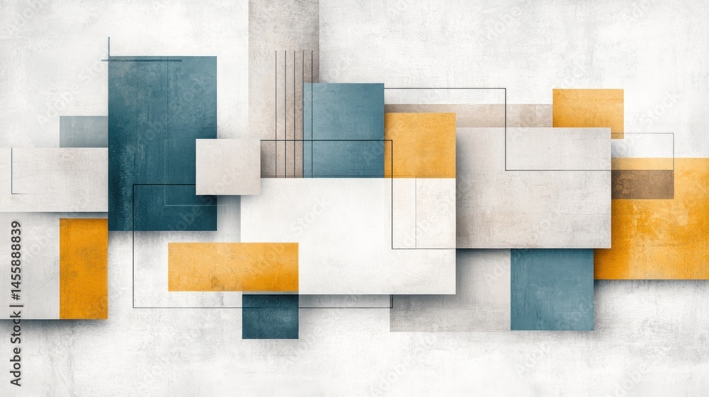 Poster abstract geometric composition of overlapping rectangles in muted colors