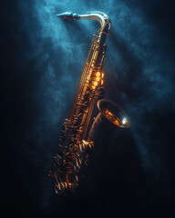 Obraz premium Moody Jazz Saxophone Spotlight Vintage Poster Illustration
