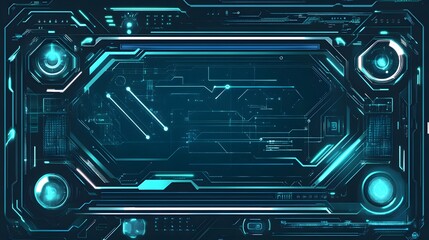 Digital display interface with intricate circuit patterns.