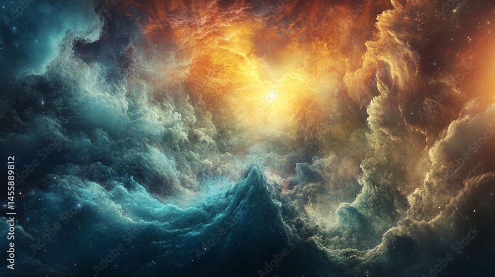 Canvas Prints abstract cosmic nebula with vibrant colors and swirling clouds
