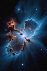 Obraz premium Deep blue and black nebula, intense light flares , background, celestial, wallpaper