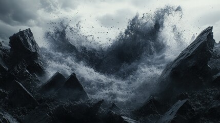 Oceanic Fury: A Dramatic Clash of Water and Stone