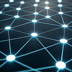 Abstract Network Connection Illuminated Nodes and Interconnecting Lines