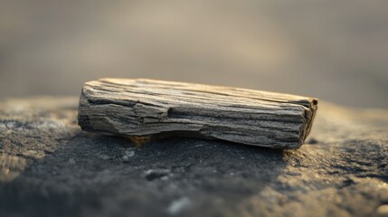 Sunlit Driftwood on Dark Rock: A Study in Texture and Light